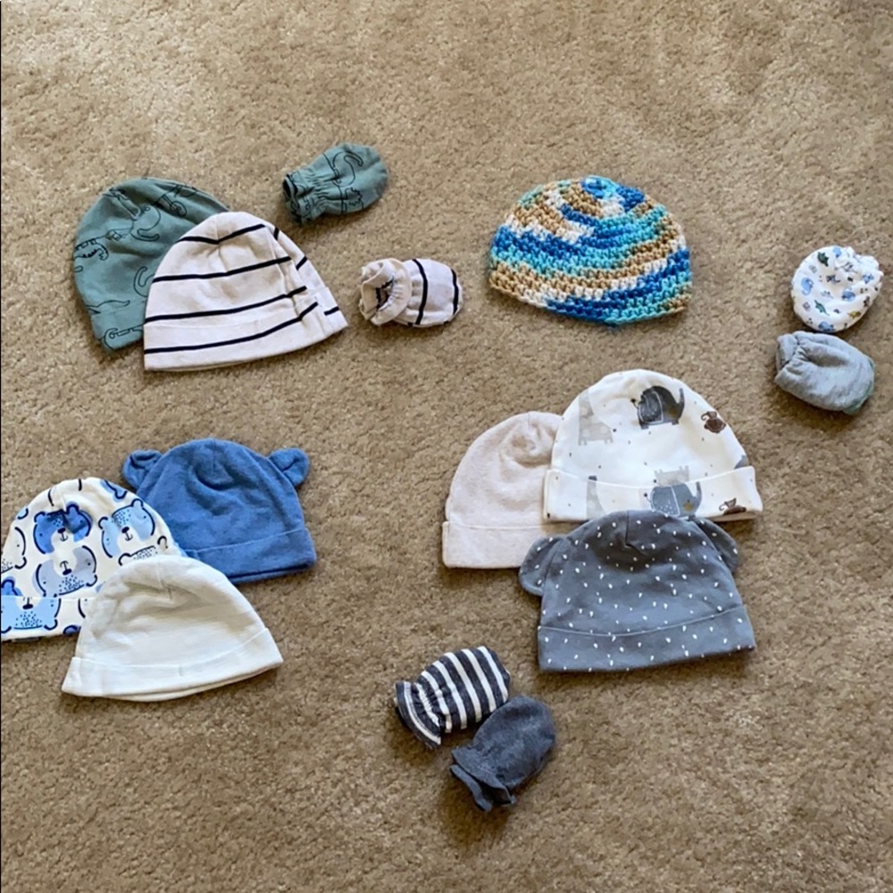 Baby Boy Caps and Mittens